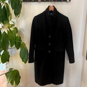 Vintage Colors of Benetton Black Wool Blend Coat - Made in Italy - Small 40, EUC